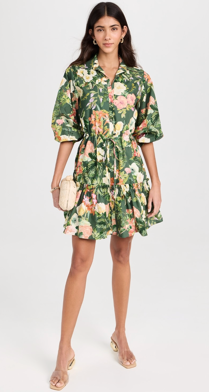 Cara Cara Robin Floral Mini Dress in Green size M