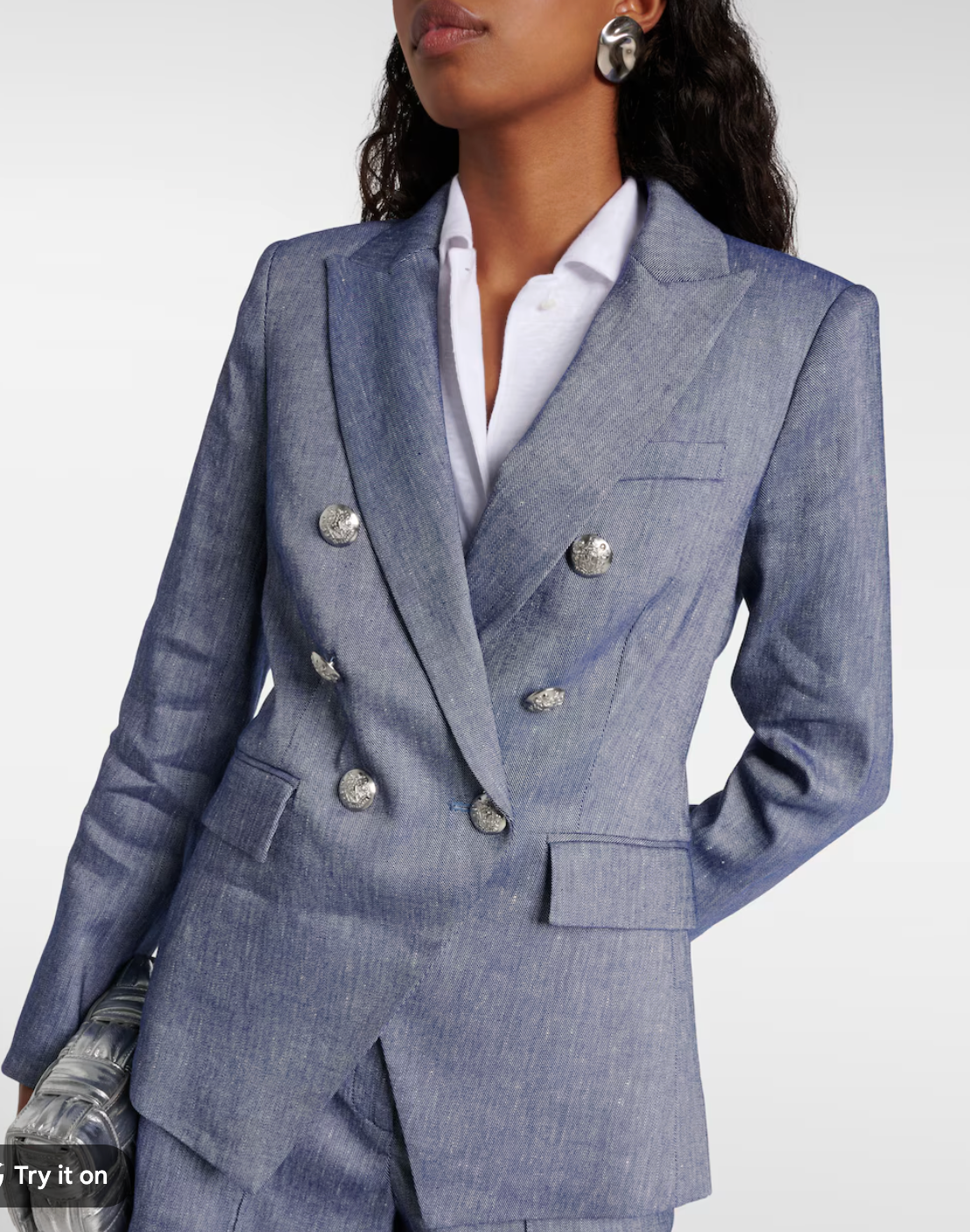 Veronica Beard Miller Linen Blend Dickey Jacket Blue Melange size 10