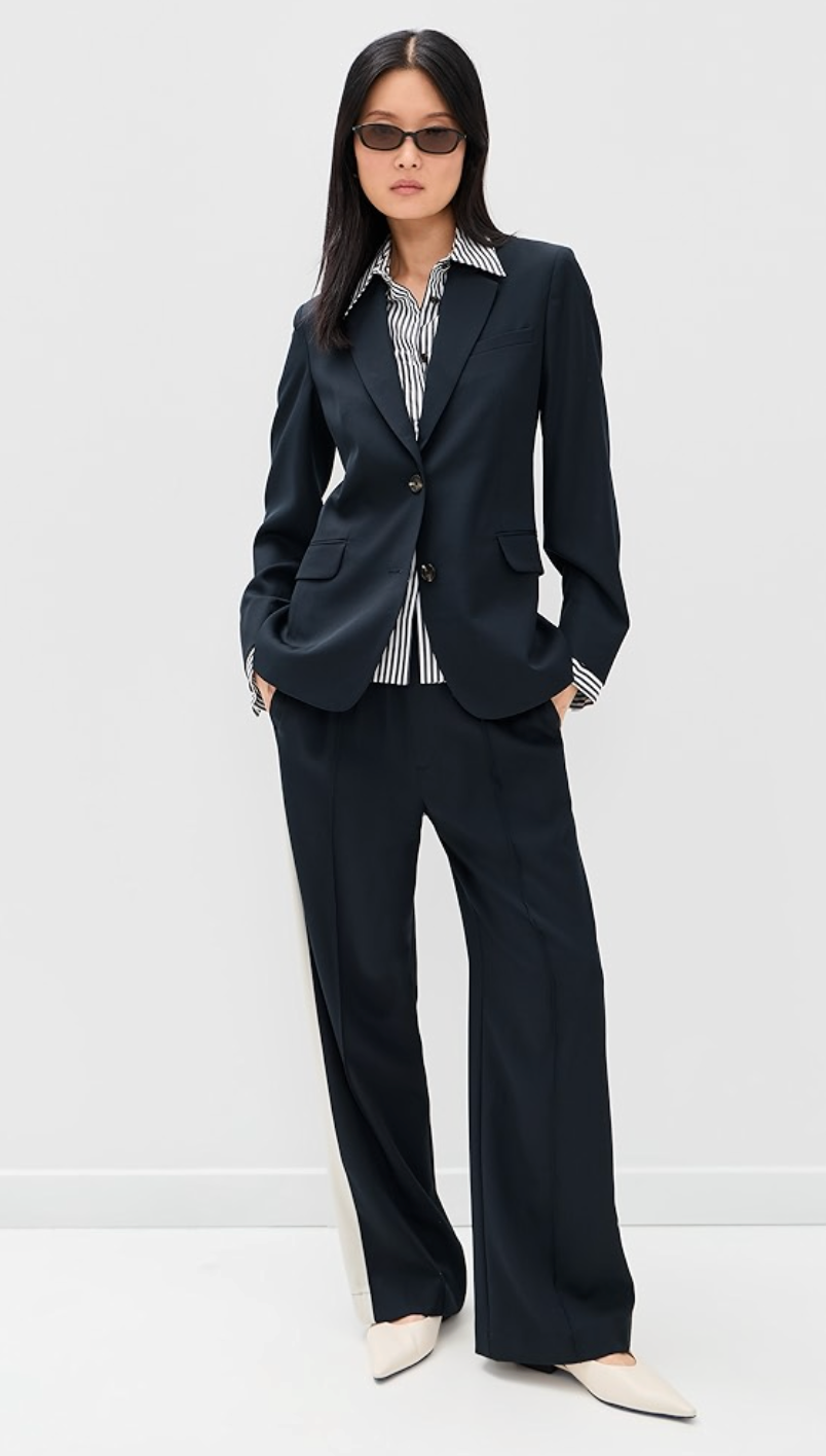 Rag and Bone Frank Navy Mixed-Media Blazer size 2