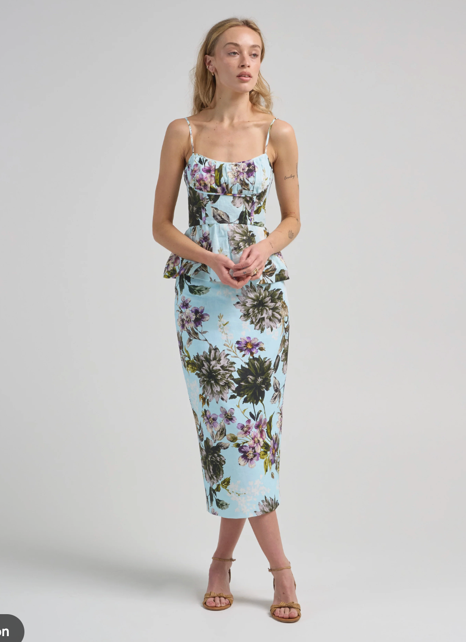 Cara Cara Alba Top with Sienna Skirt in Margaux Bloom Blue size 8