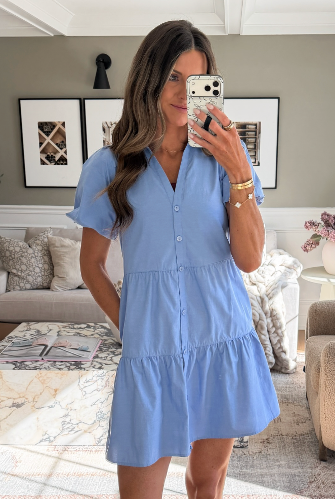 Brochu Walker Havana Mini Dress in Chambray Blue size L