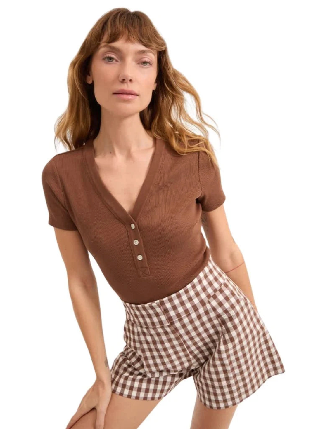 Veronica Beard Dekalb Stretch Cotton Henley Top in Ligh Chicory size S