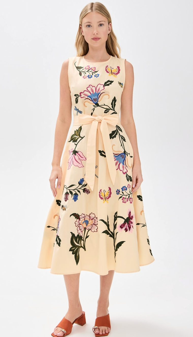 Fanm Mon Gloriosa Hand-Embroidered Sleeveless Midi Dress size L