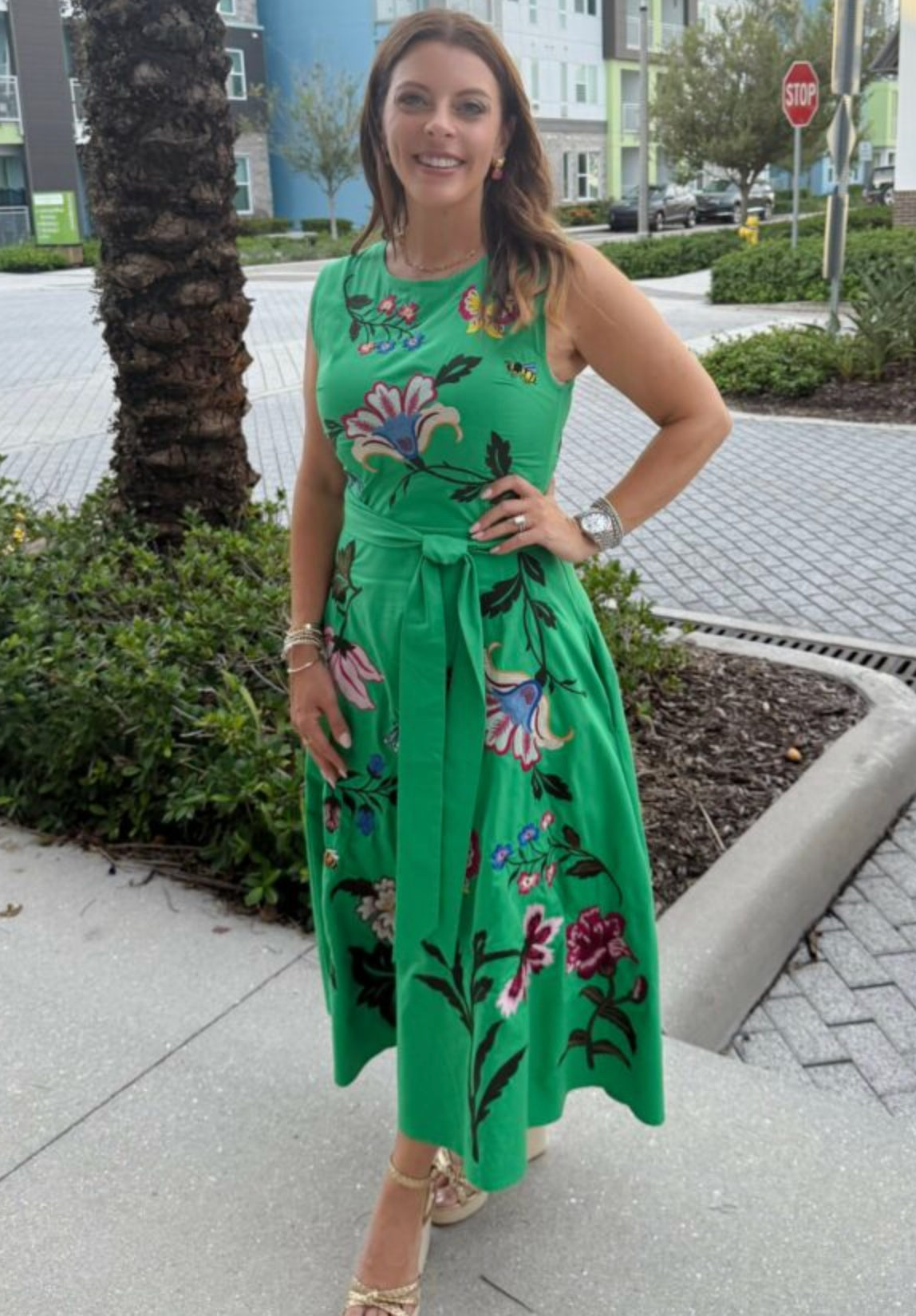 Fanm Mon Gloriosa Hand-Embroidered Sleeveless Midi Dress size L