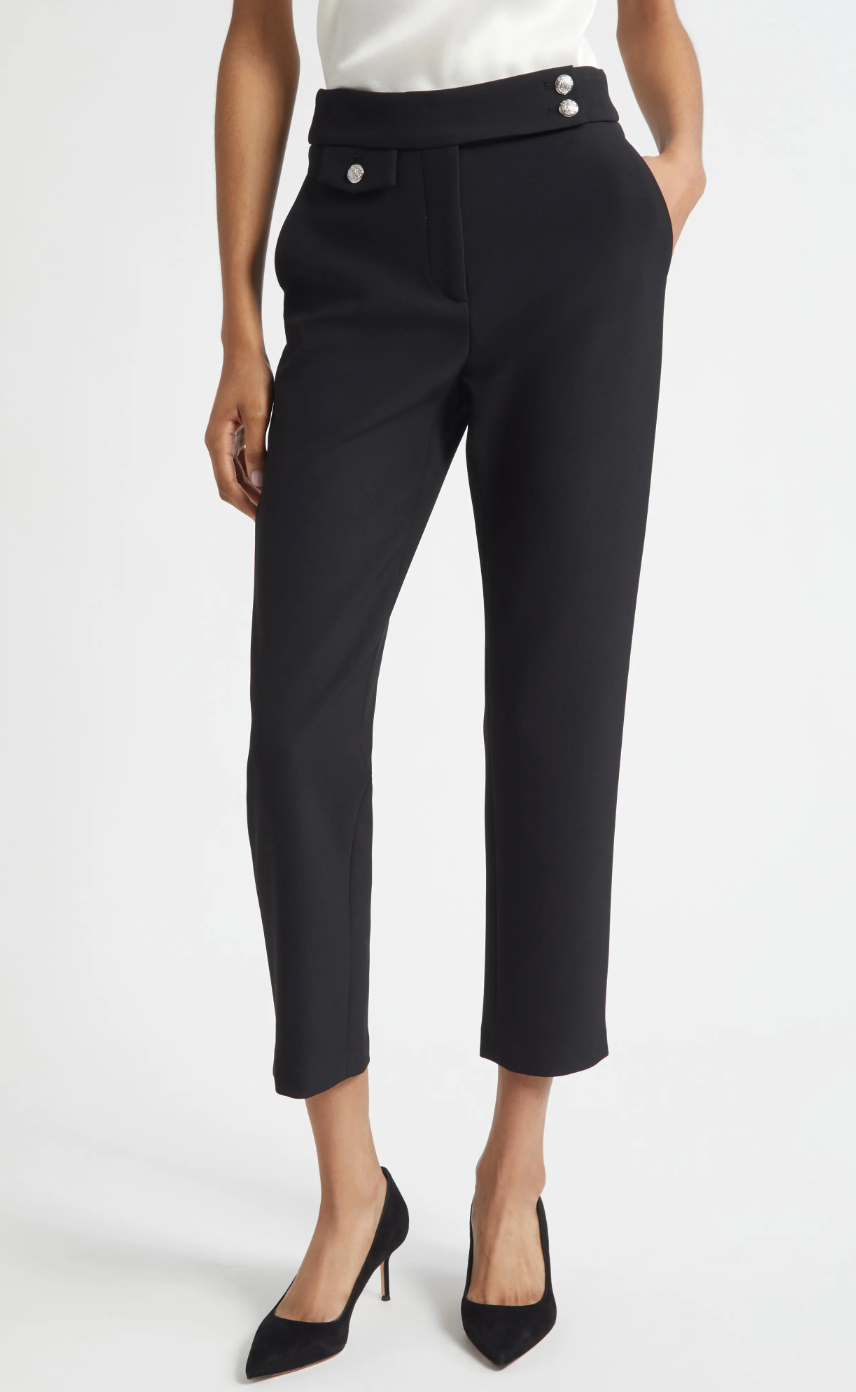 Veronica Beard Renzo Crest Button Black Pant size 8
