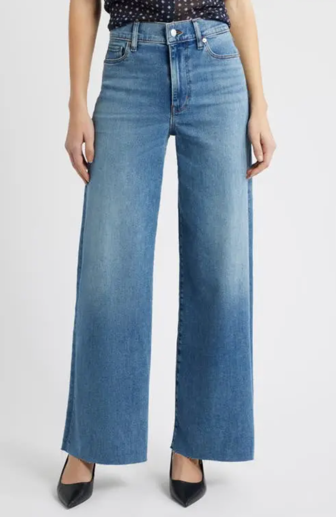 Frame Le Slim Palazzo Raw Hem Wide Leg Jeans in Clue Raw After Wash size 26