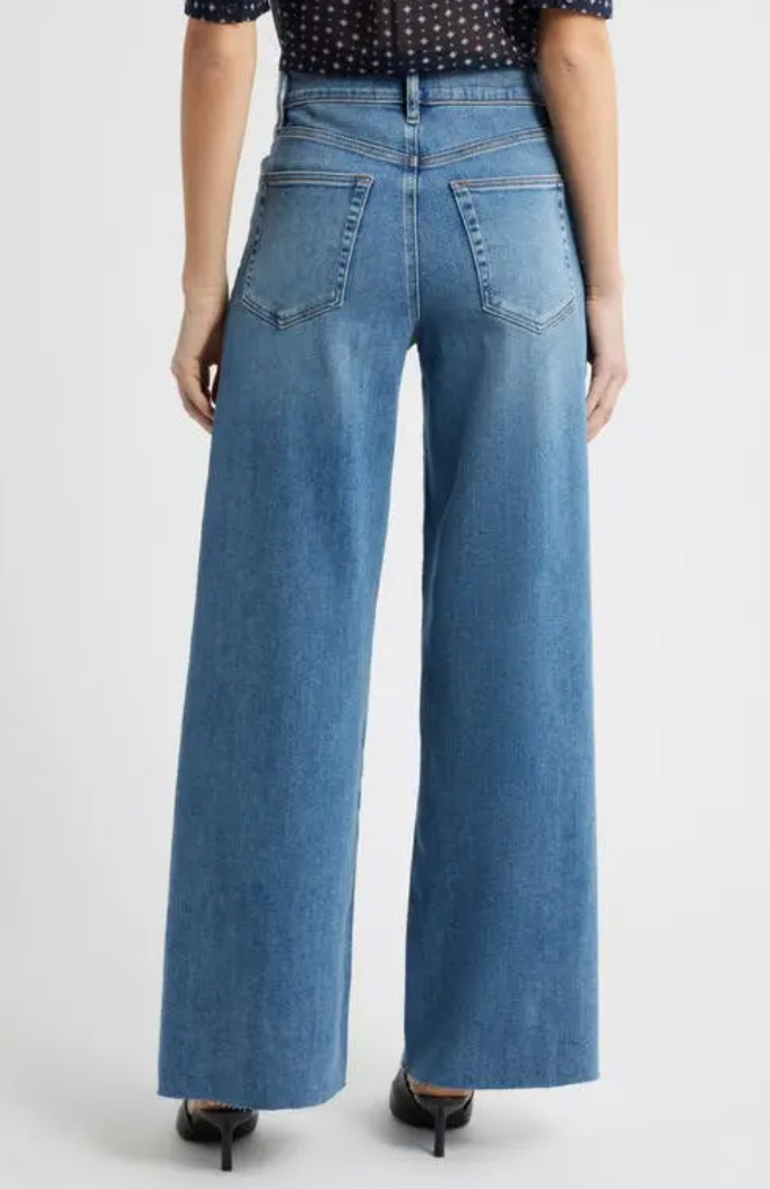 Frame Le Slim Palazzo Raw Hem Wide Leg Jeans in Clue Raw After Wash size 26