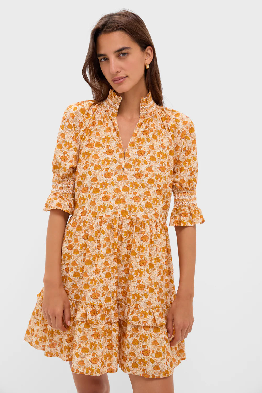 Hyacinth House Burnt Orange Floral Sawyer Mini Dress size S