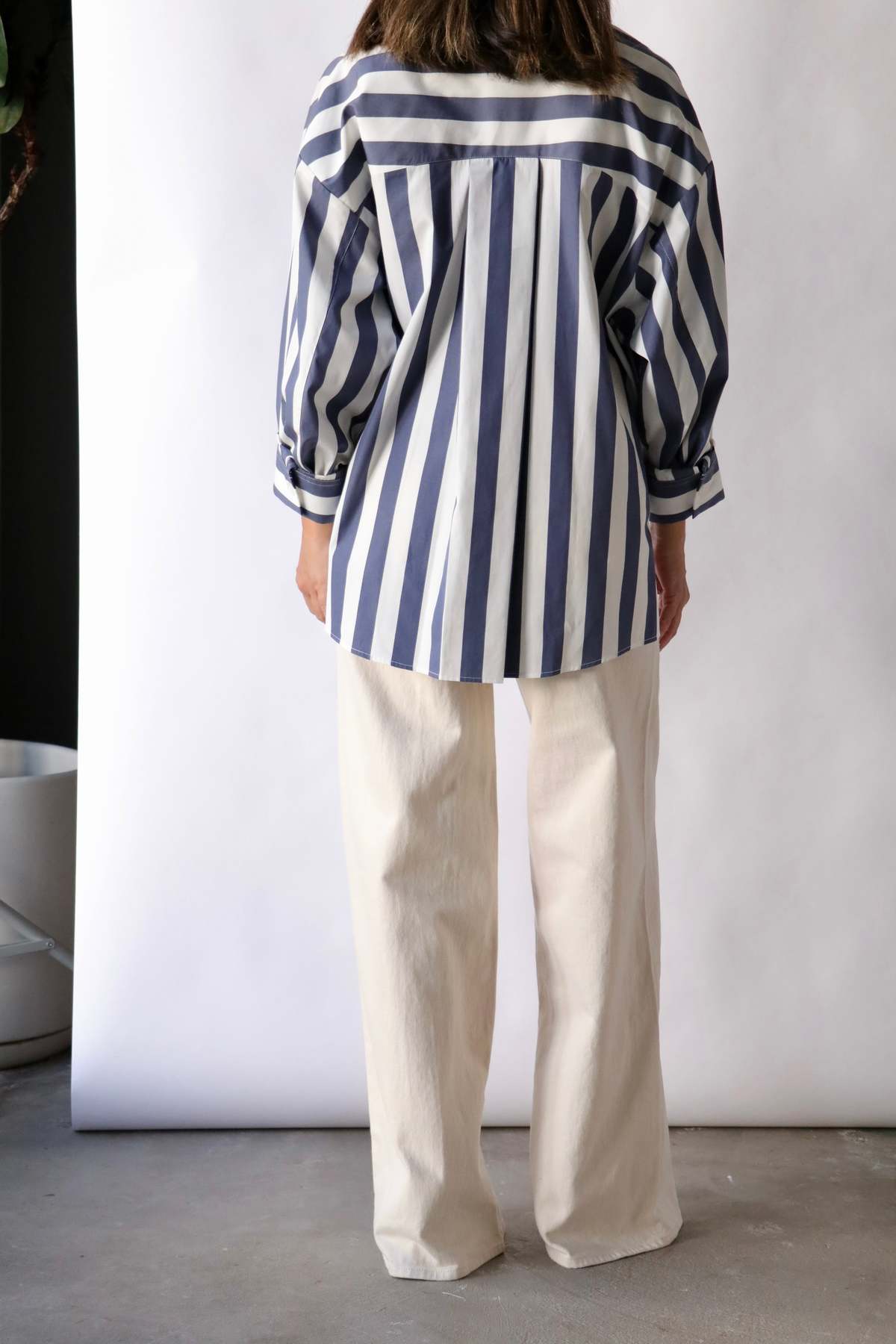 TWP New Earl Shirt in Wider Stark Stripe Indigo size XS/S