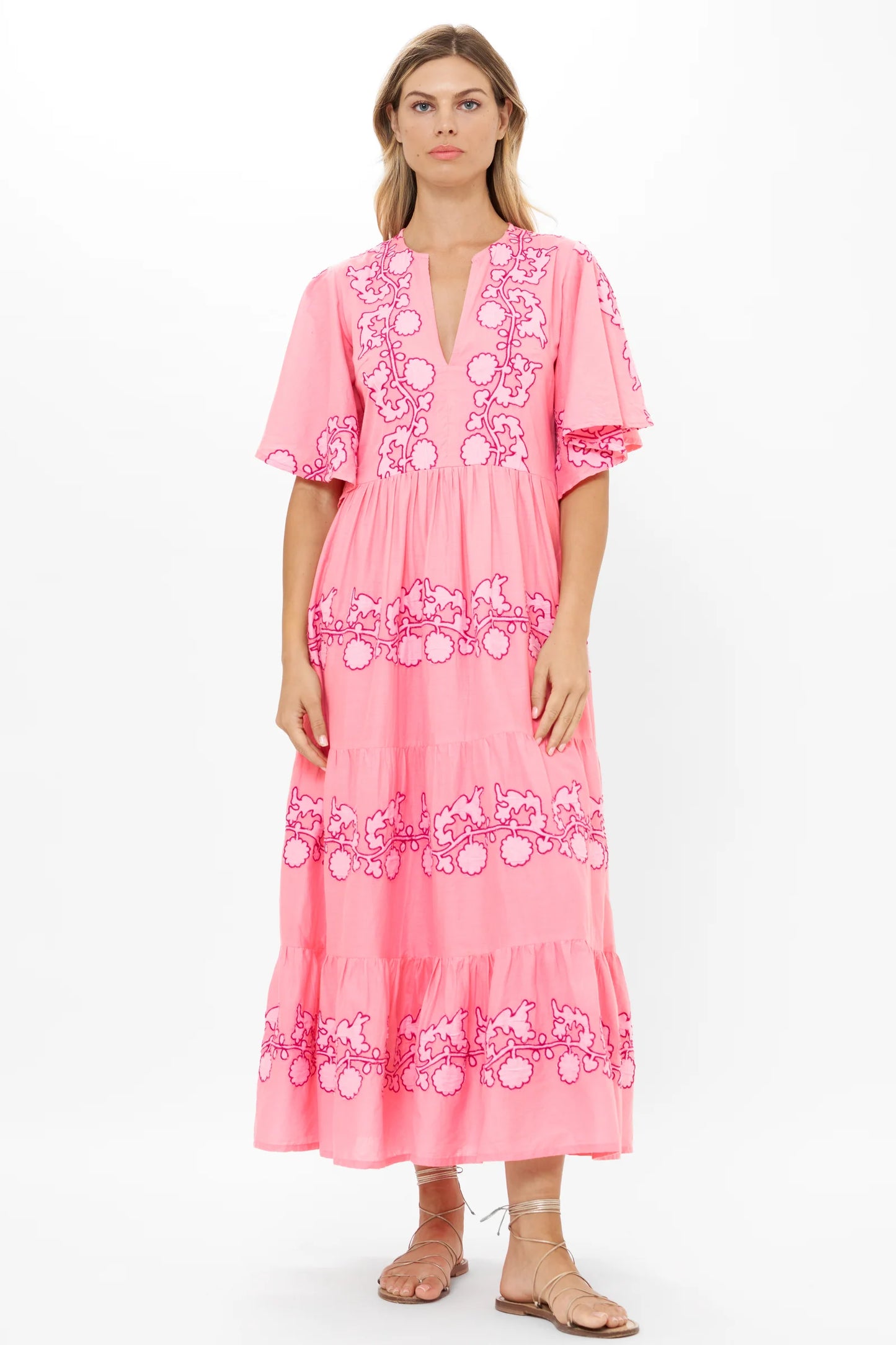 Oliphant Flirty V-Neck Maxi Tangier Pink size L