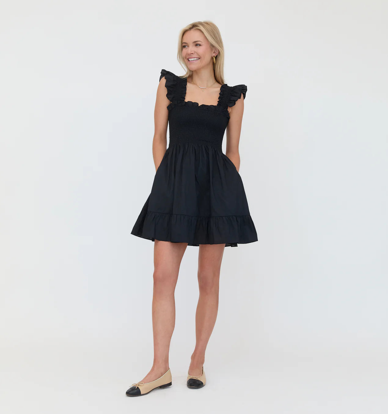 Hill House The Elizabeth Crepe Nap Dress Black size XS