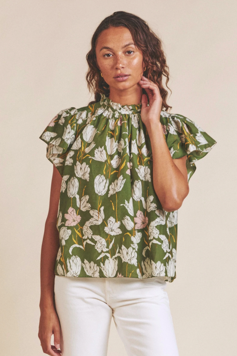 Trovata Carla Highneck Shirt Morning Tulip size Small
