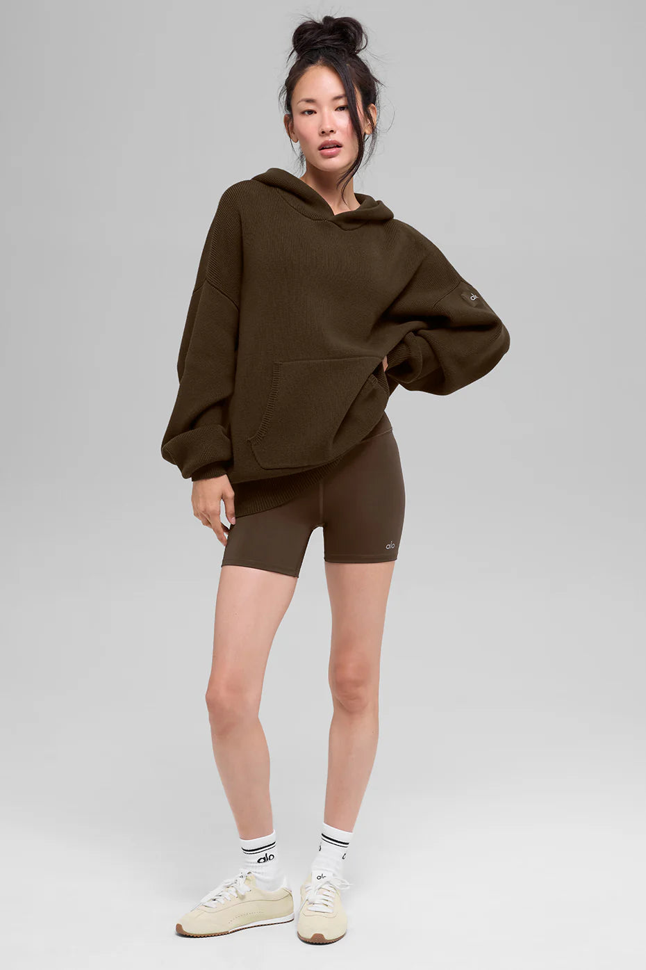 Alo Scholar Hooded Sweater in Espresso size XS