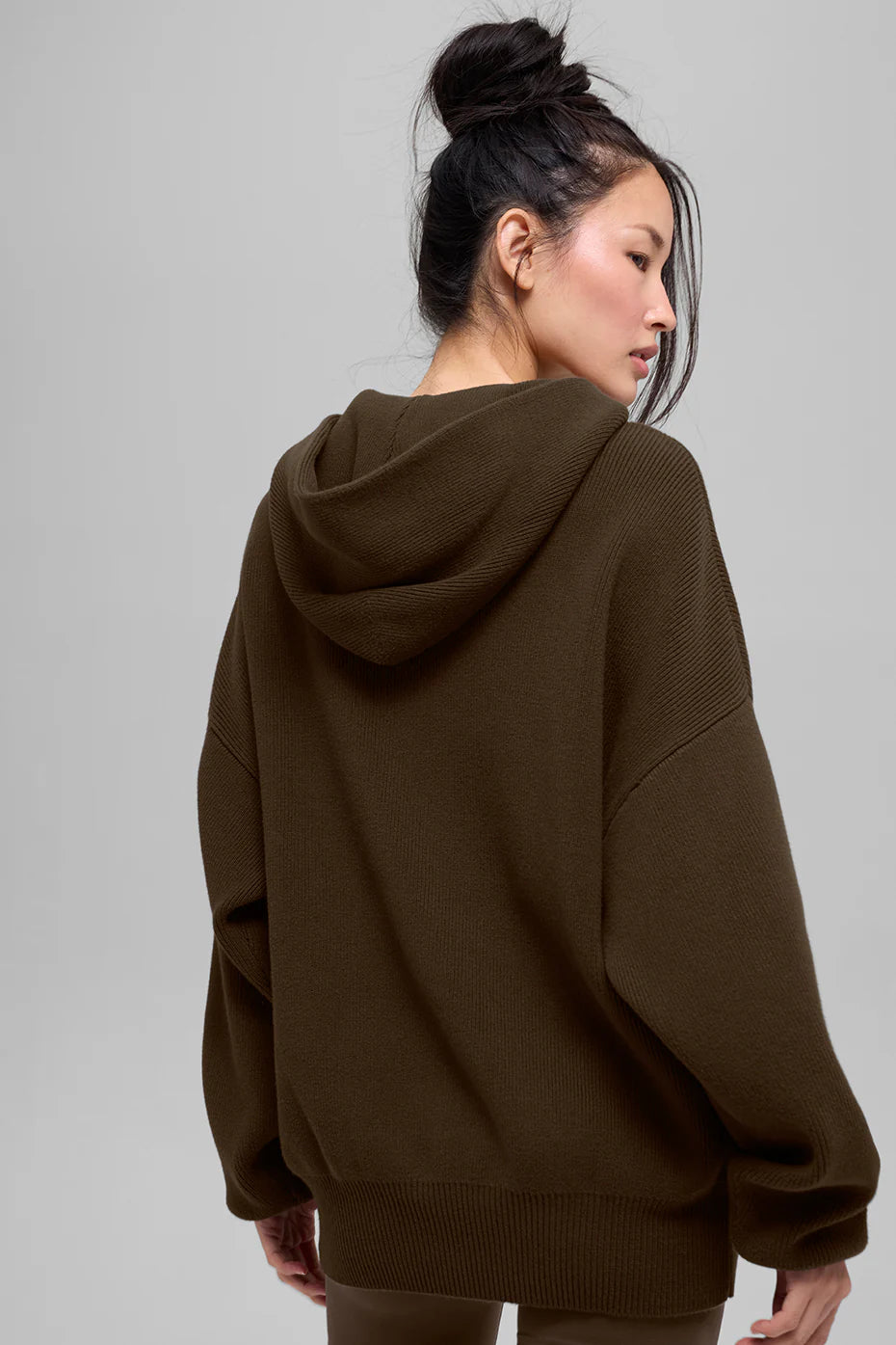 Alo Scholar Hooded Sweater in Espresso size XS