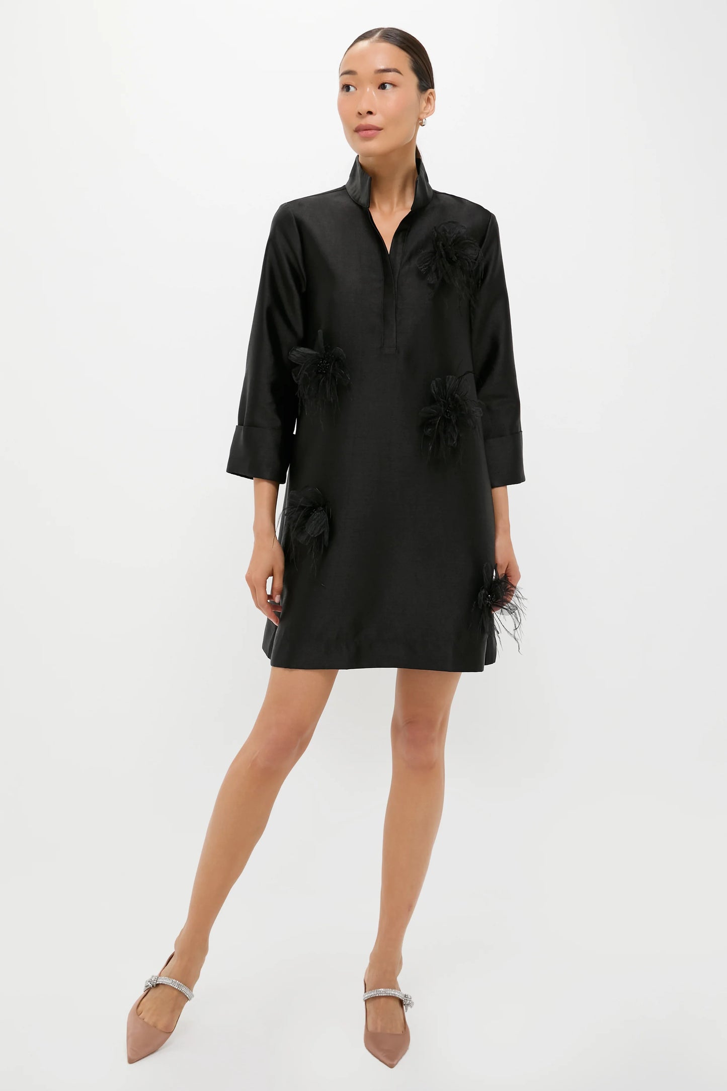 Tuckernuck Black Embellished Dupioni Megan Dress size L