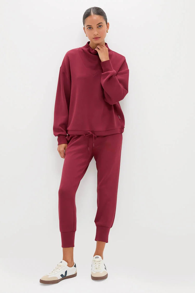 Varley The Betsy Sweat Sweater and  Slim Cuff Pants 27.5" in New Maroon size L