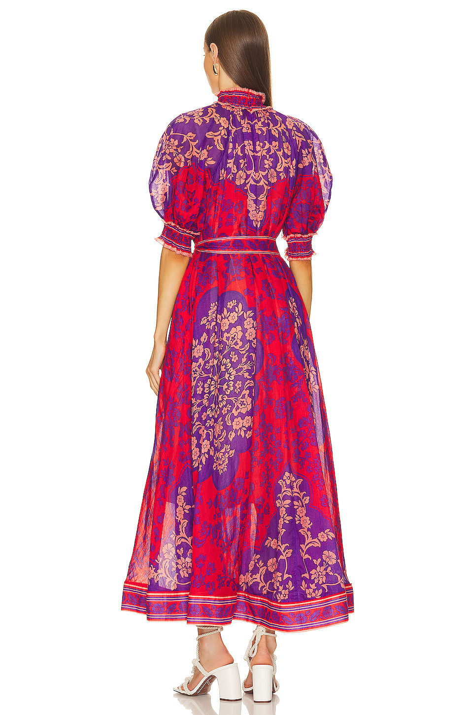 Zimmermann Raie Swing Belted Printed Ramie Maxi Dress size 2 US 8