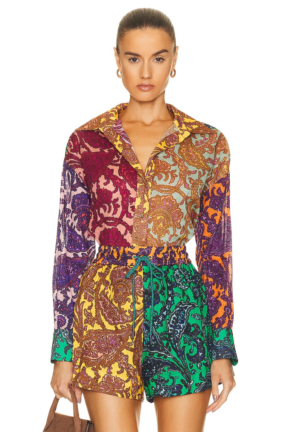 Zimmermann Tiggy Spliced Shirt with Tiggy Spliced Shorts size 0 US 4