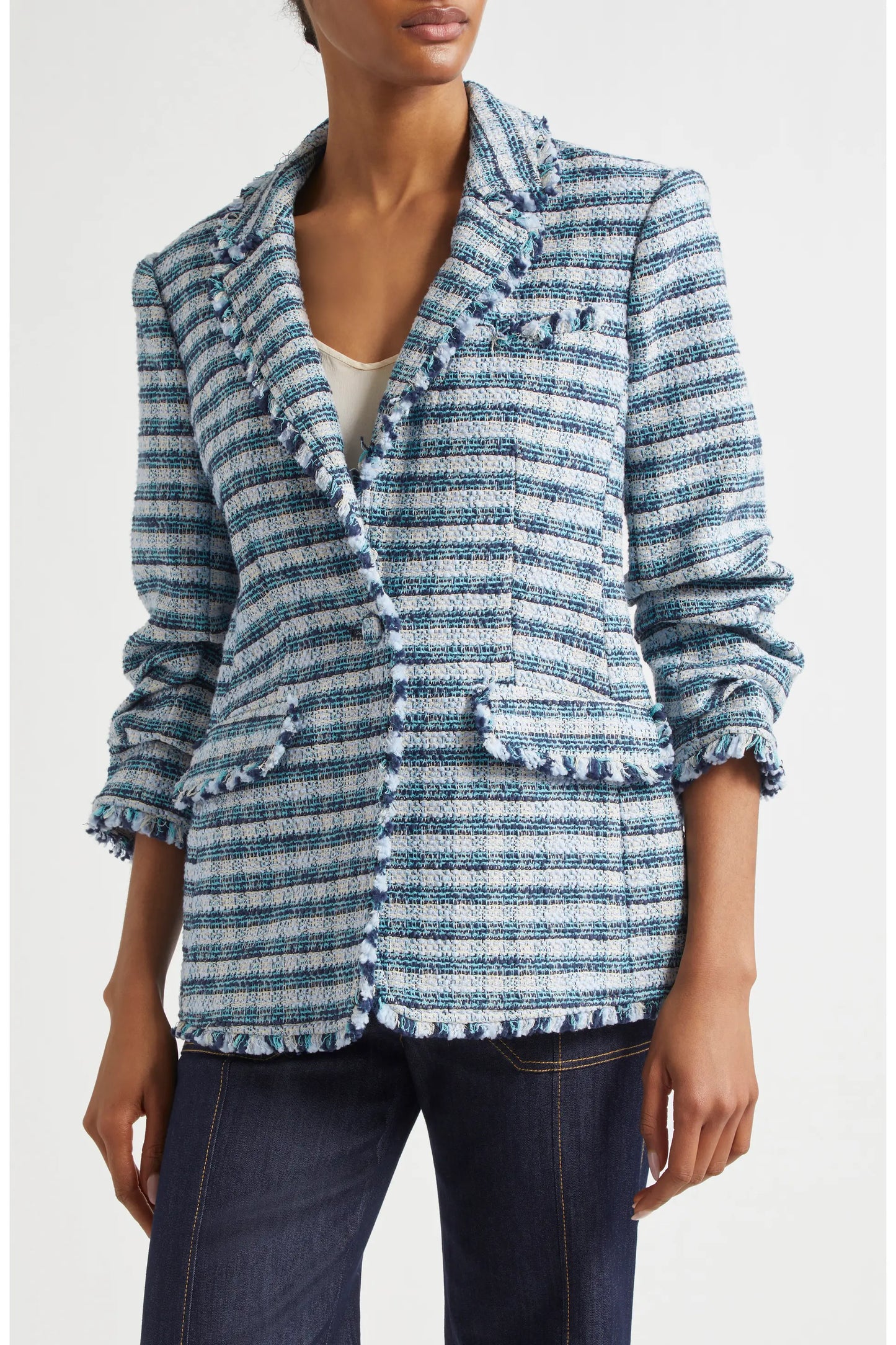 Cinq a Sept Khloe Blue Tweed Blazer size 6