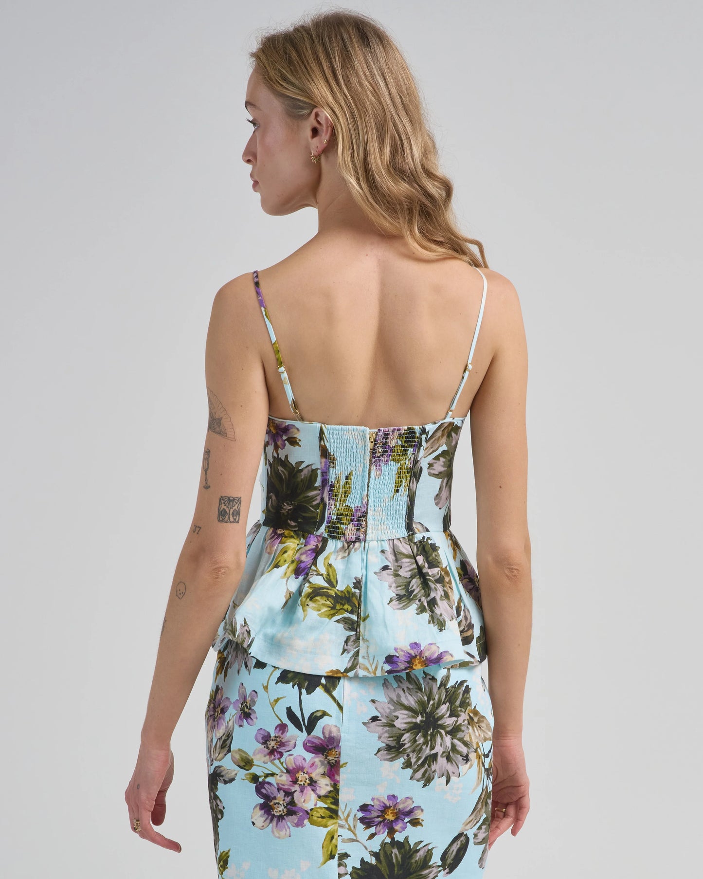 Cara Cara Alba Top with Sienna Skirt in Margaux Bloom Blue size 8
