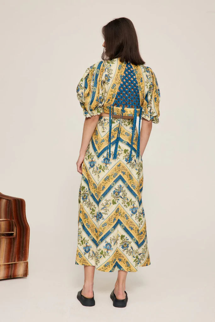 Alemais Quinn Puff Sleeve Cropped Top with Quinn Midi Skirt size US 2