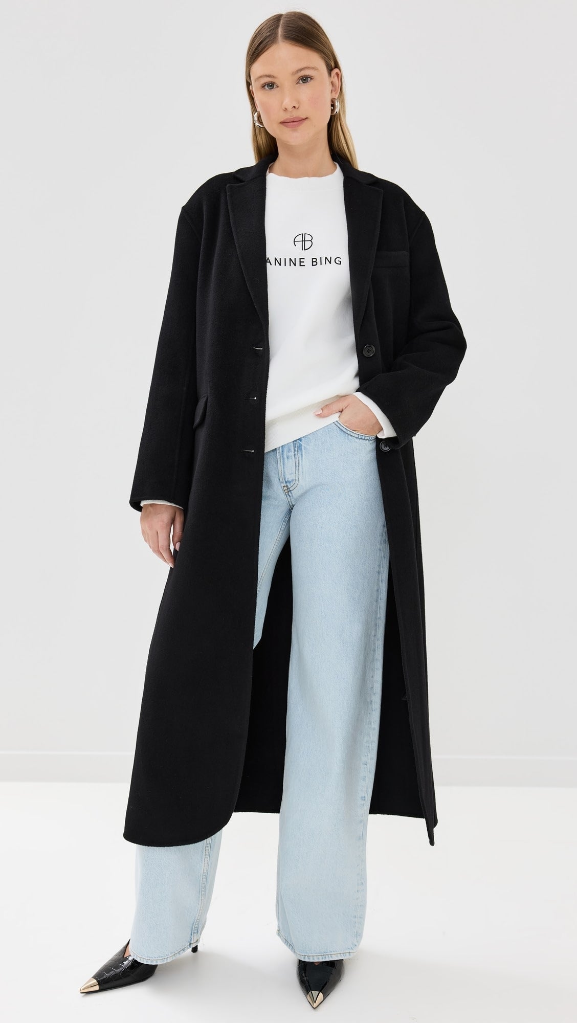 Anine Bing Jaci Sweatshirt Monogram in Ivory size XS