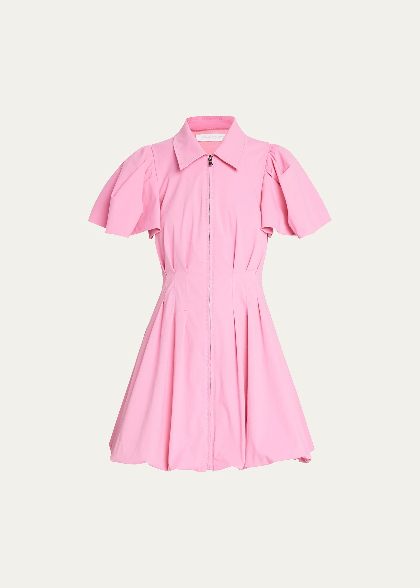Jonathan Simkhai Callista Zip-Front Tech Puff-Sleeve Mini Dress size 6