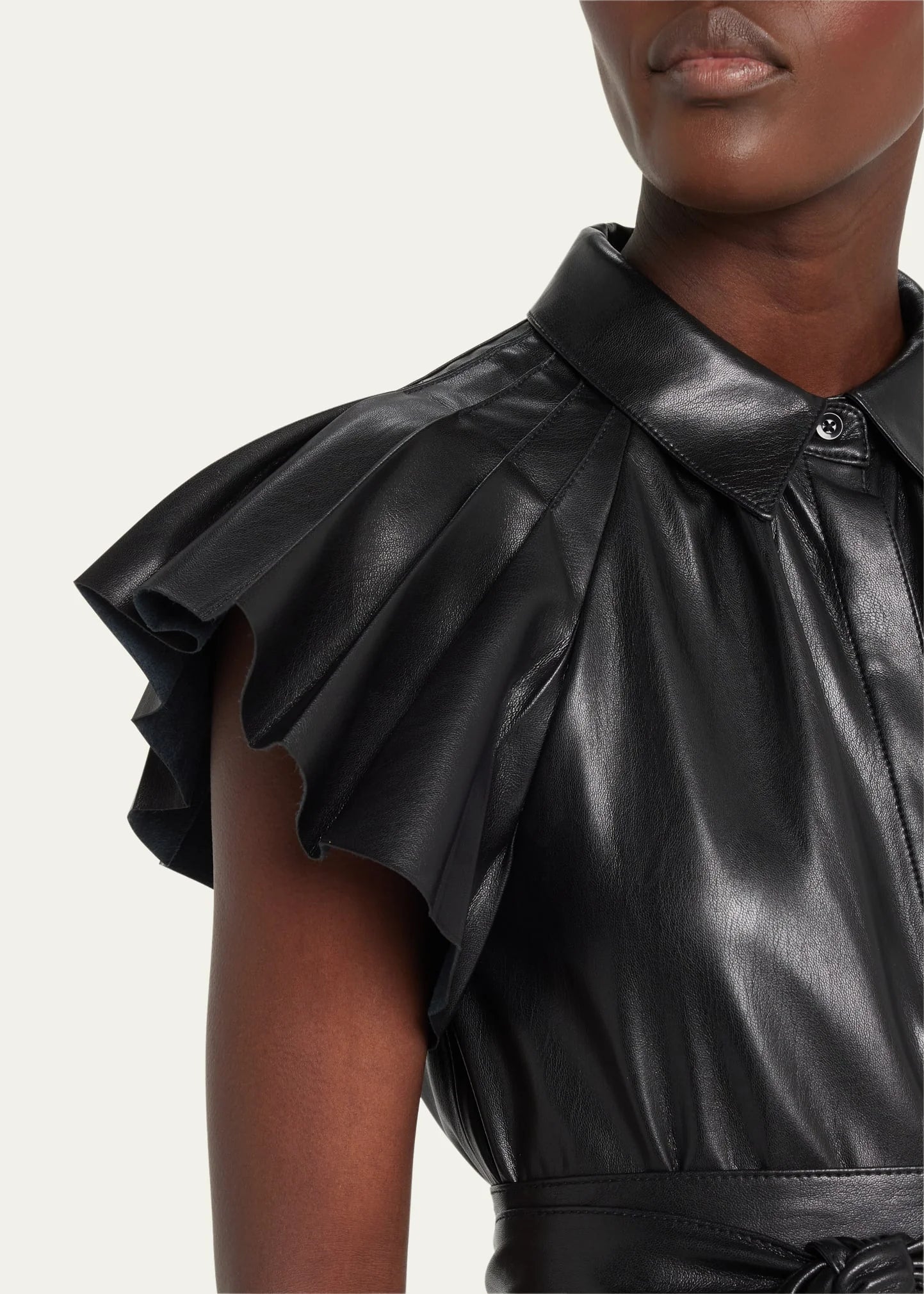 Alice and Olivia McKell Vegan Leather Flutter-Sleeve Mini Dress size 2