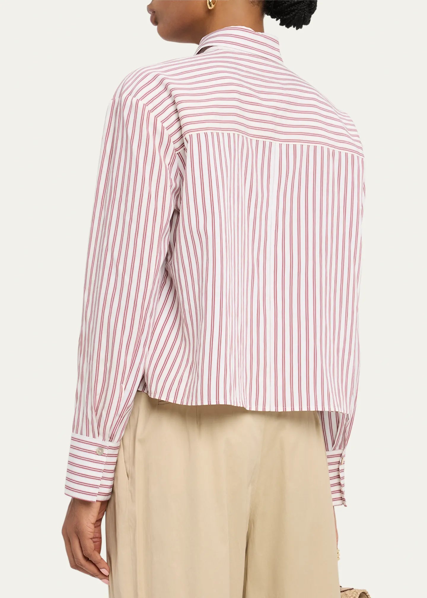 Vince Stripe Cropped Button-Front Shirt size XS
