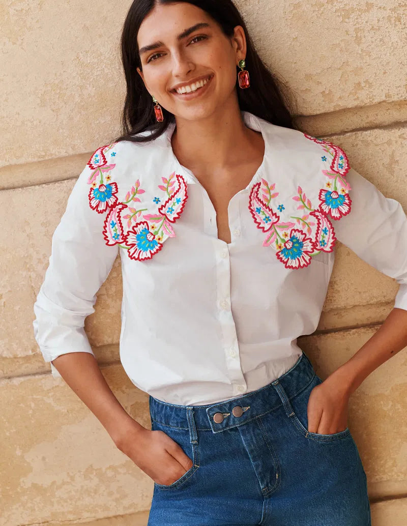 Boden Antonia Embroidered Shirt size 8