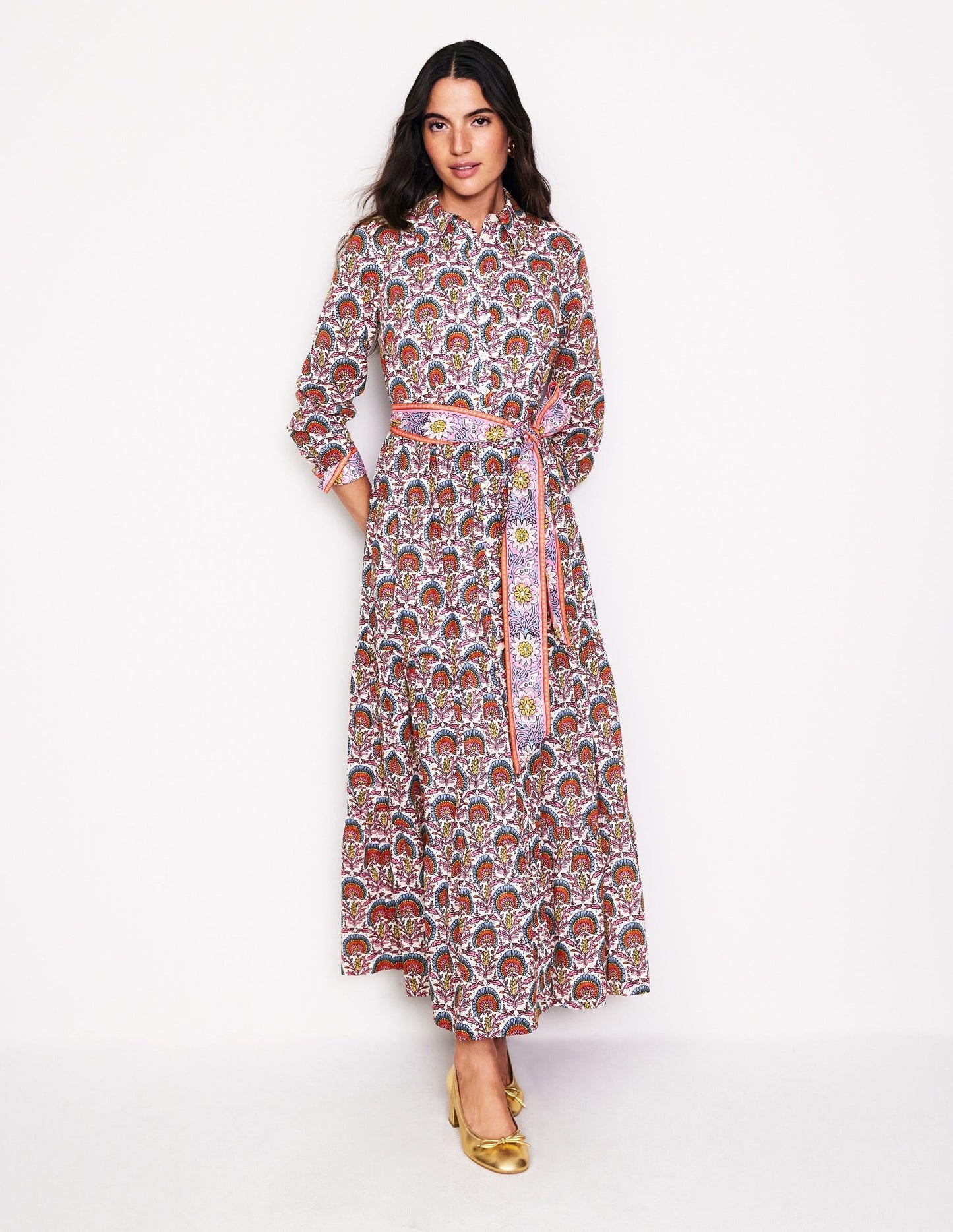 Boden Flo Cotton Midi Shirt Dress Passion Bud size 16-18 - XL