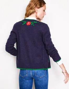 Boden Flower Embroidered Cardigan size S