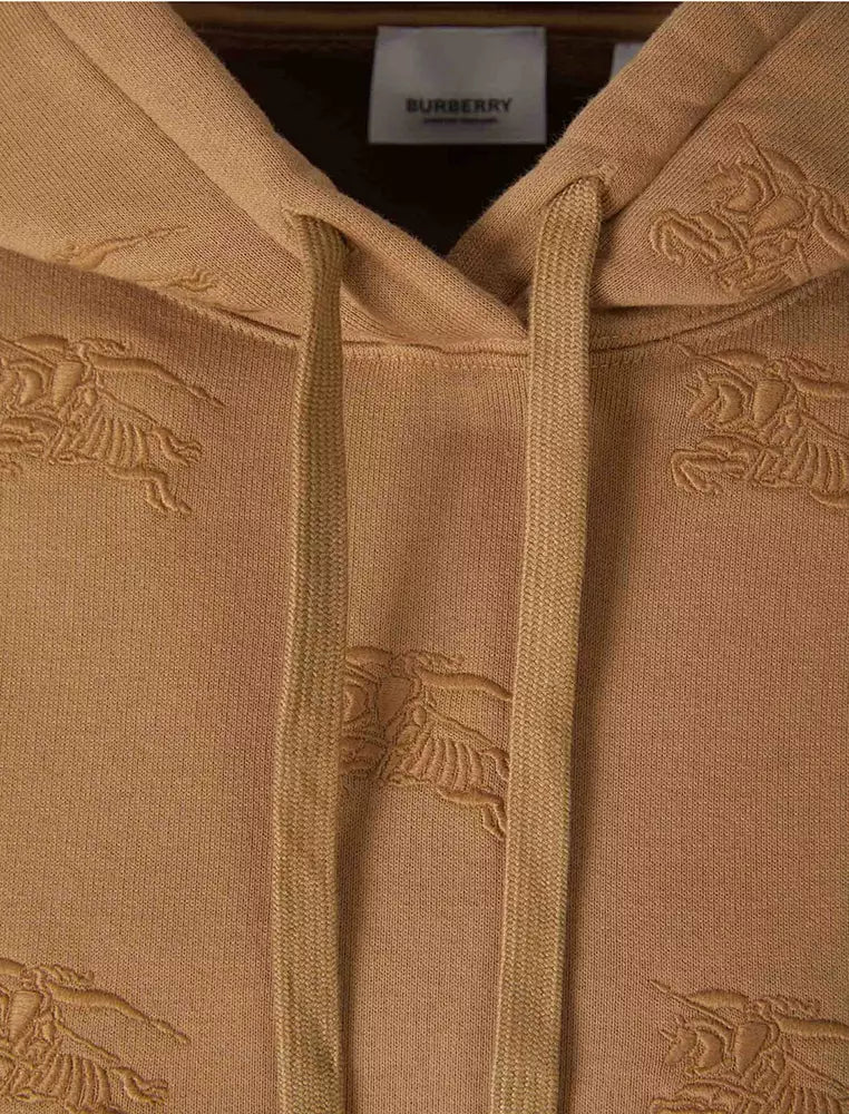 Burberry Embroidered Drawstring Hoodie Camel Legacy Brown Hoodie size XS
