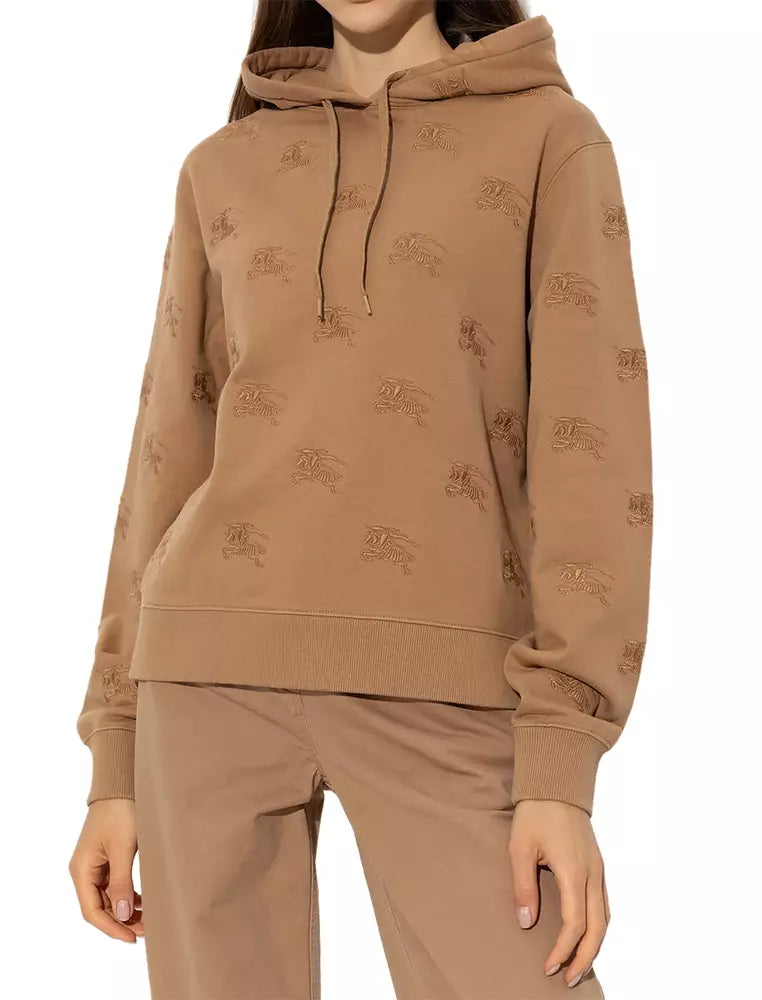 Burberry Embroidered Drawstring Hoodie Camel Legacy Brown Hoodie size XS