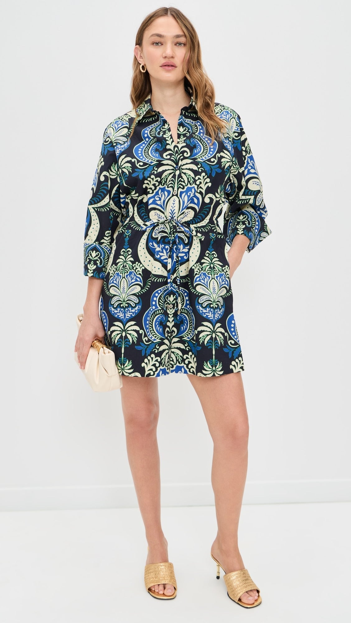 Cara Cara Henry Mini Dress in Palm Pavillion Cobalt size S