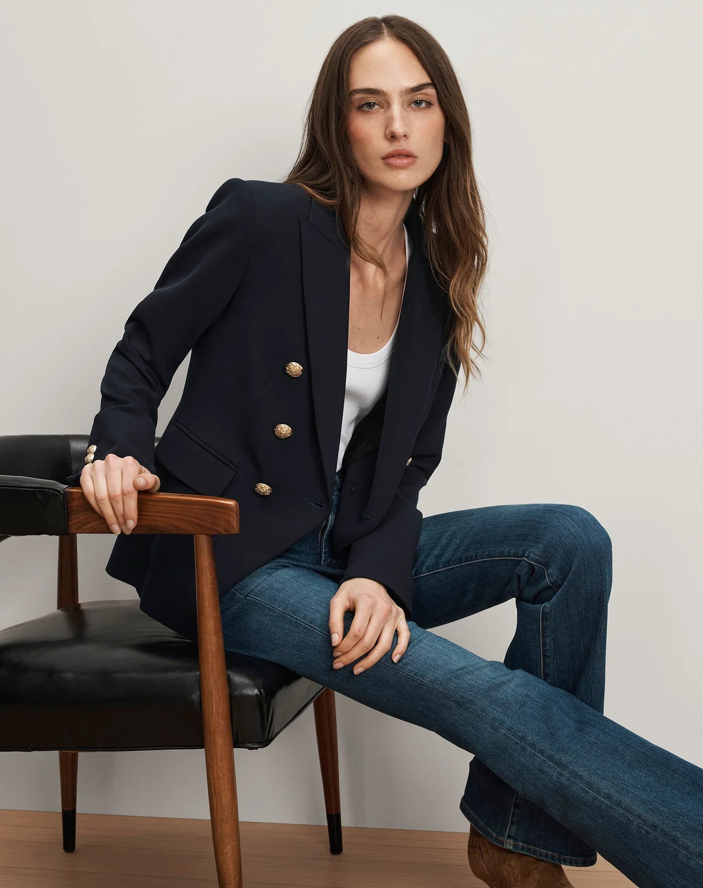 Veronica Beard Miller Dickey Jacket Navy Blue with Gold Buttons size 4