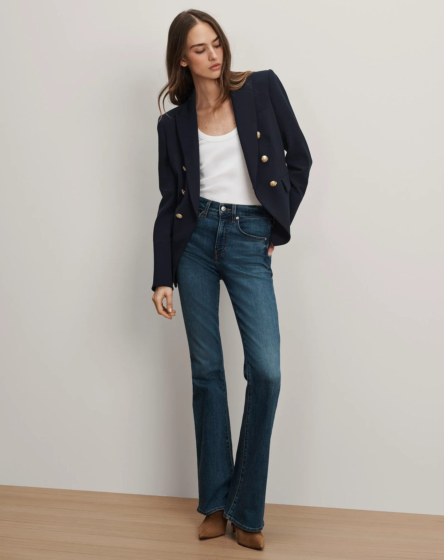Veronica Beard Miller Dickey Jacket Navy Blue with Gold Buttons size 4