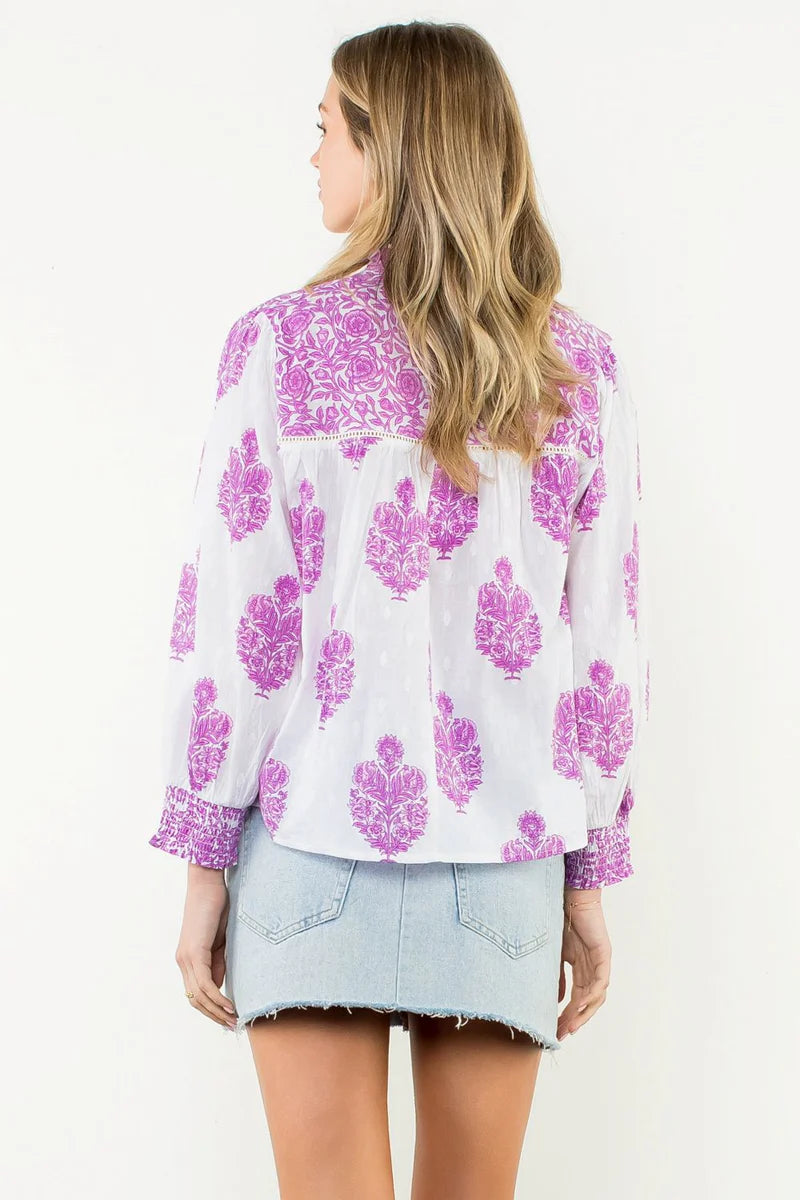 THML Conley Hand-Printed Floral Top size S