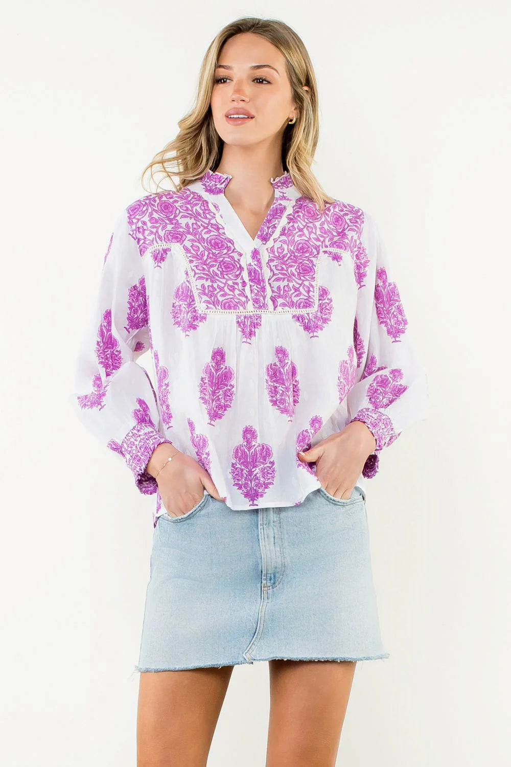 THML Conley Hand-Printed Floral Top size S