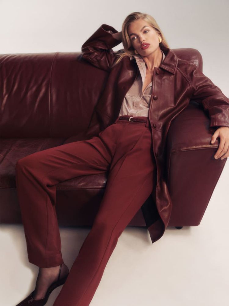 Reformation Alex Mid Rise Pant in Chianti Red size 4