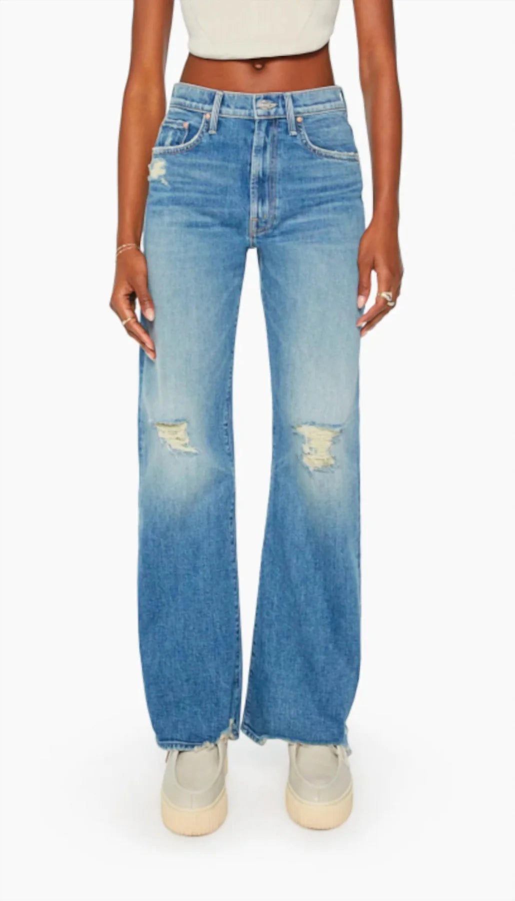 Mother The Lasso Sneak Chew Jeans in Just Horsin' Around Wash in size 26