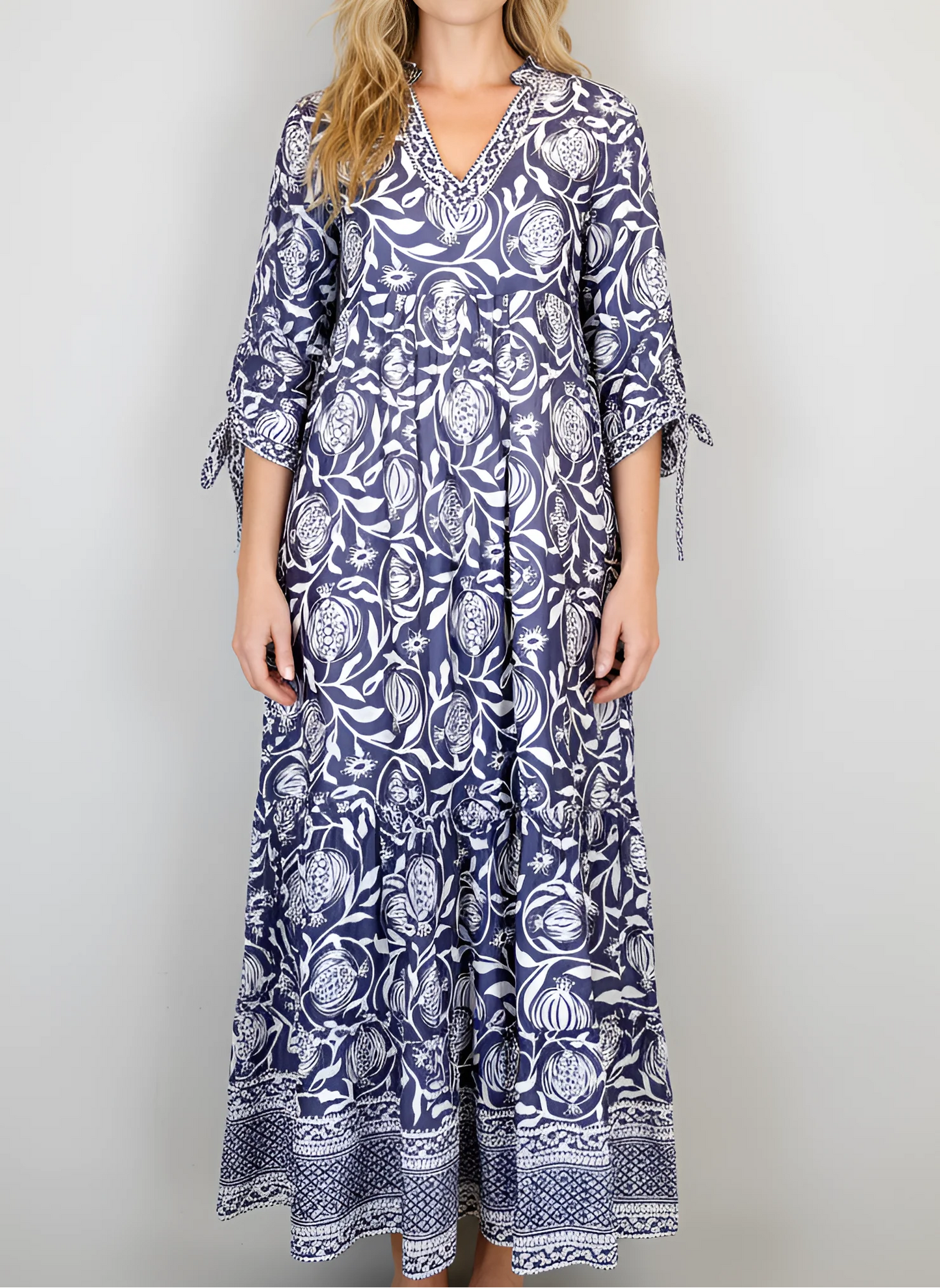 La Plage Claythorne Bue Ikat Maxi Dress size L