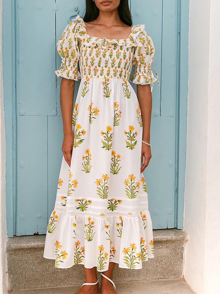 Pink City Prints Meryl Dress in Buttercup Meadow size S