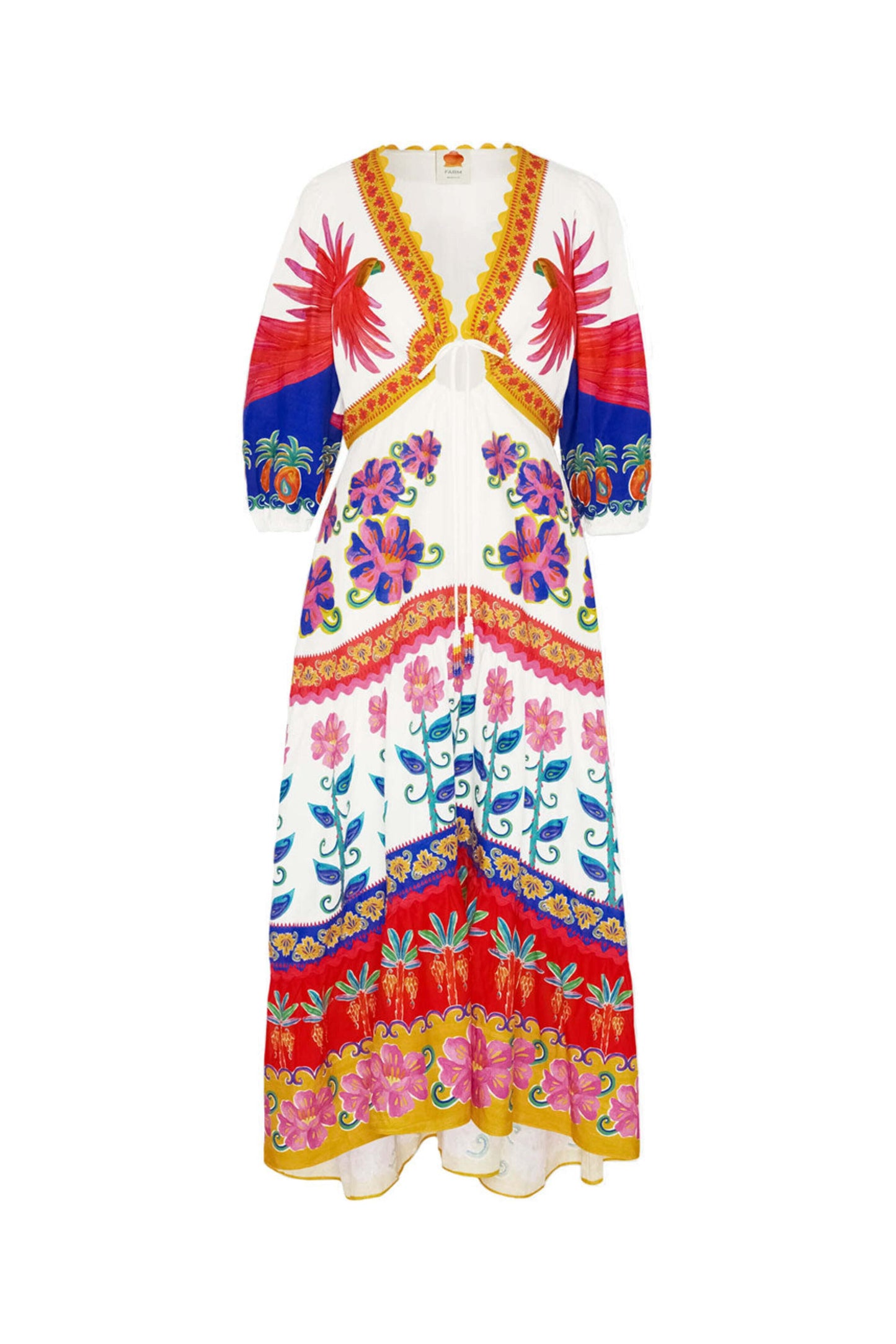 Farm Rio Vivid Garden Off White Maxi Dress size S