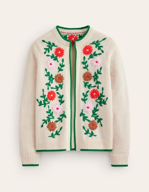Boden Embroidered Flower Cardigan size S