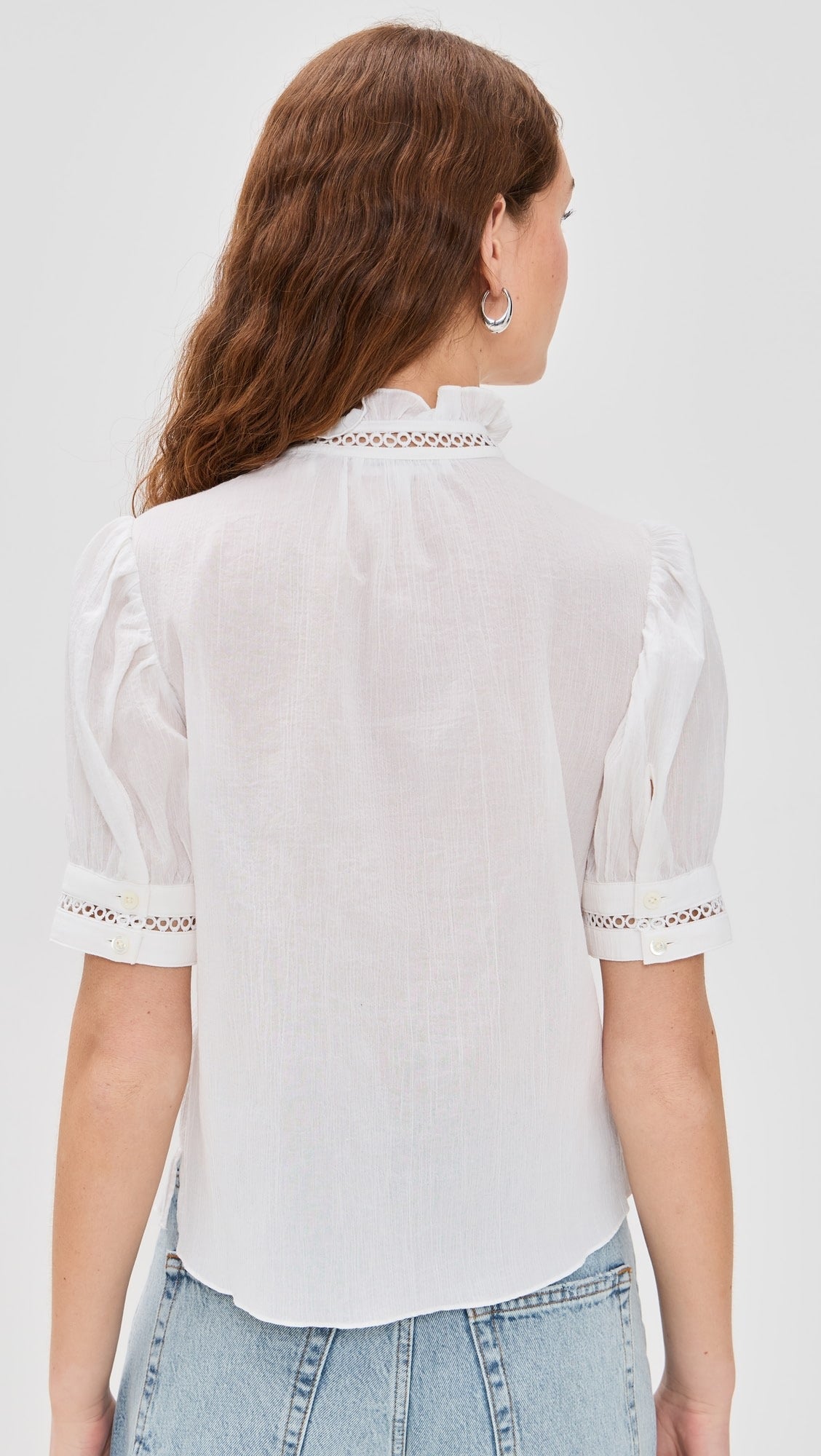 Frame The Ruffle Collar Top in White size M