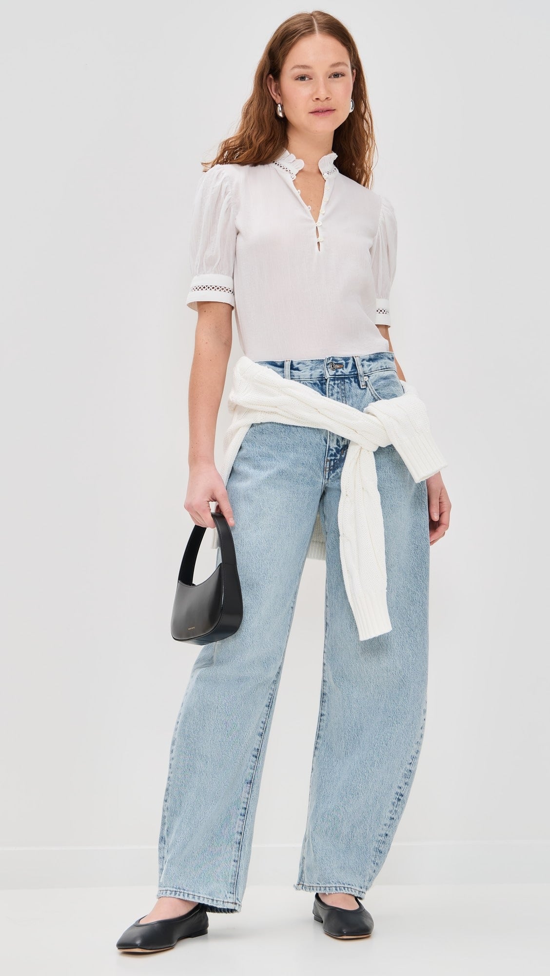 Frame The Ruffle Collar Top in White size M
