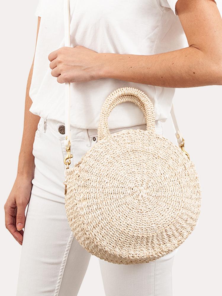 Clare V Straw Moyen Alice Bag