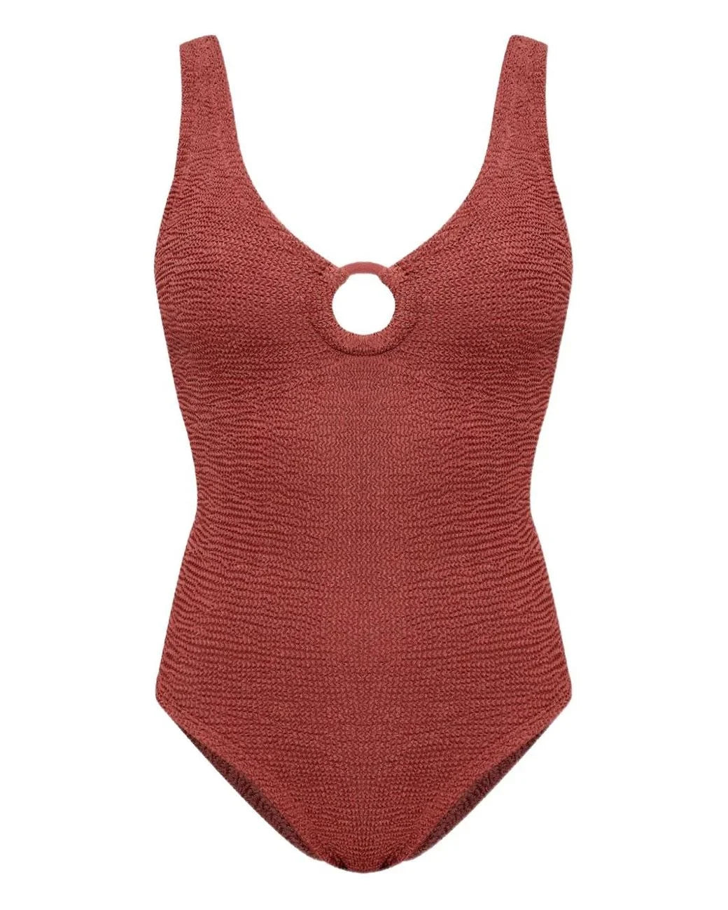 Hunza G Red Celine Crinkled-Effect Swimsuit size OS