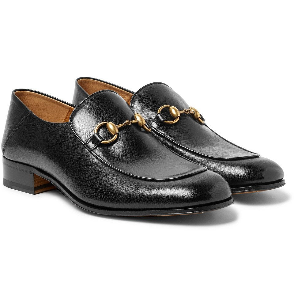 Gucci Horsebit Mid-Heel Loafers Black Leather size 36 US 6